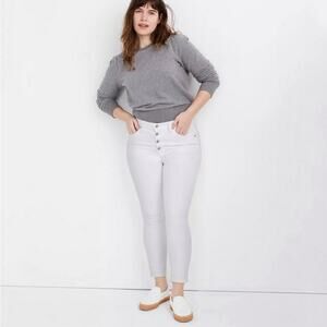 Madewell Women's 10 Inch High Rise Skinny Crop Jeans Button Fly White 31 / 12